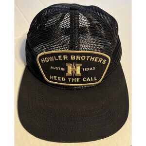 Howler Bros Brothers Austin Texas Black Trucker Mesh Snapback Hat Cap Gold Patch